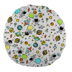 Space Pattern Large 18  Premium Flano Round Cushions by Valentinaart