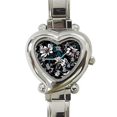 Floral Pattern Heart Italian Charm Watch