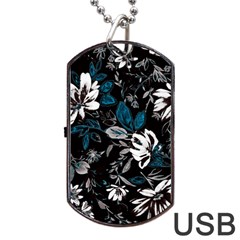 Floral Pattern Dog Tag Usb Flash (one Side) by Valentinaart