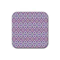 Colorful Folk Pattern Rubber Coaster (square)  by dflcprints