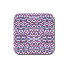 Colorful Folk Pattern Rubber Square Coaster (4 Pack)  by dflcprints