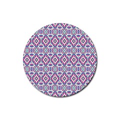 Colorful Folk Pattern Rubber Coaster (round)  by dflcprints