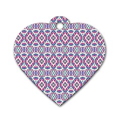 Colorful Folk Pattern Dog Tag Heart (two Sides) by dflcprints