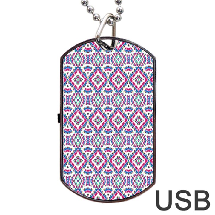 Colorful Folk Pattern Dog Tag USB Flash (One Side)