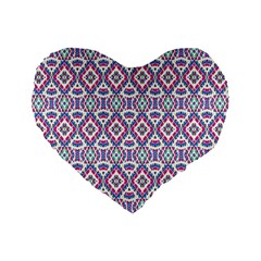 Colorful Folk Pattern Standard 16  Premium Heart Shape Cushions by dflcprints