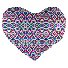 Colorful Folk Pattern Large 19  Premium Heart Shape Cushions by dflcprints