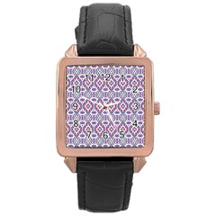 Colorful Folk Pattern Rose Gold Leather Watch  by dflcprints