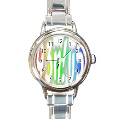 Genius Funny Typography Bright Rainbow Colors Round Italian Charm Watch by yoursparklingshop