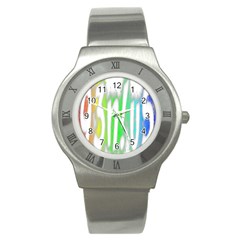 Genius Funny Typography Bright Rainbow Colors Stainless Steel Watch by yoursparklingshop