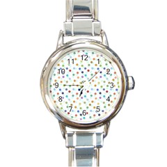 Dotted Pattern Background Brown Round Italian Charm Watch by Modern2018