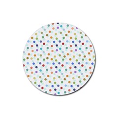 Dotted Pattern Background Brown Rubber Coaster (Round) 