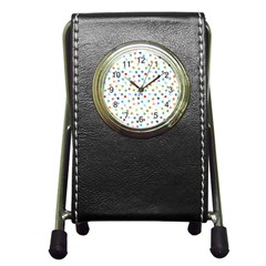 Dotted Pattern Background Brown Pen Holder Desk Clocks by Modern2018