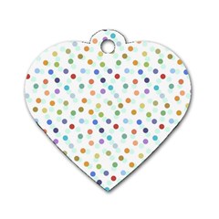 Dotted Pattern Background Brown Dog Tag Heart (Two Sides)