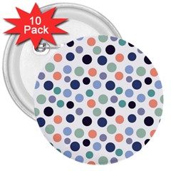 Dotted Pattern Background Blue 3  Buttons (10 Pack)  by Modern2018