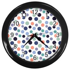 Dotted Pattern Background Blue Wall Clocks (black) by Modern2018