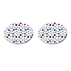 Dotted Pattern Background Blue Cufflinks (oval) by Modern2018