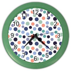 Dotted Pattern Background Blue Color Wall Clocks by Modern2018