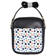 Dotted Pattern Background Blue Girls Sling Bags by Modern2018