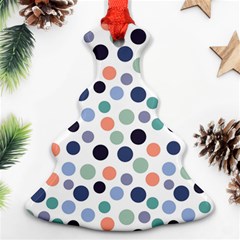 Dotted Pattern Background Blue Ornament (christmas Tree) 