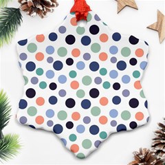 Dotted Pattern Background Blue Snowflake Ornament (two Sides)