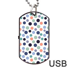 Dotted Pattern Background Blue Dog Tag Usb Flash (one Side) by Modern2018