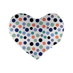 Dotted Pattern Background Blue Standard 16  Premium Heart Shape Cushions by Modern2018