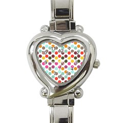 Dotted Pattern Background Heart Italian Charm Watch