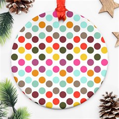 Dotted Pattern Background Round Ornament (two Sides)