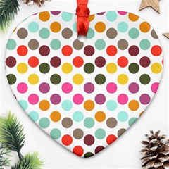 Dotted Pattern Background Heart Ornament (two Sides) by Modern2018