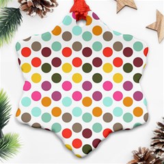 Dotted Pattern Background Snowflake Ornament (two Sides)