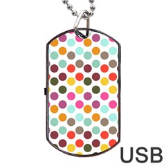 Dotted Pattern Background Dog Tag Usb Flash (two Sides) by Modern2018