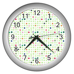 Dotted Pattern Background Full Colour Wall Clocks (silver)  by Modern2018