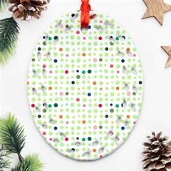 Dotted Pattern Background Full Colour Oval Filigree Ornament (two Sides) by Modern2018