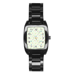 Dotted Pattern Background Full Colour Stainless Steel Barrel Watch by Modern2018