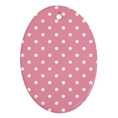 Pink Polka Dot Background Ornament (oval)