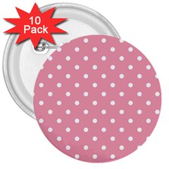 Pink Polka Dot Background 3  Buttons (10 Pack)  by Modern2018