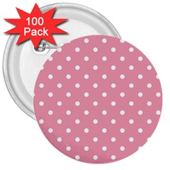 Pink Polka Dot Background 3  Buttons (100 Pack)  by Modern2018