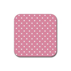 Pink Polka Dot Background Rubber Coaster (square)  by Modern2018