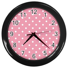 Pink Polka Dot Background Wall Clocks (black) by Modern2018