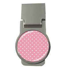 Pink Polka Dot Background Money Clips (round)  by Modern2018