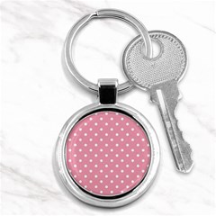 Pink Polka Dot Background Key Chains (round)  by Modern2018