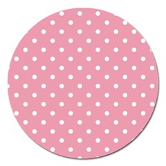 Pink Polka Dot Background Magnet 5  (round) by Modern2018