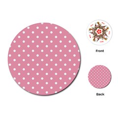 Pink Polka Dot Background Playing Cards (round) 