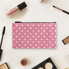 Pink Polka Dot Background Cosmetic Bag (small)  by Modern2018