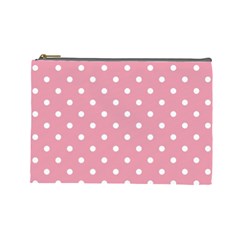 Pink Polka Dot Background Cosmetic Bag (large)  by Modern2018