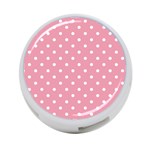 Pink Polka Dot Background 4-Port USB Hub (One Side) Front