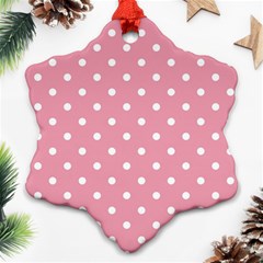 Pink Polka Dot Background Ornament (snowflake)