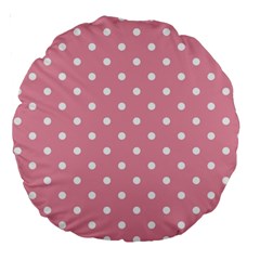 Pink Polka Dot Background Large 18  Premium Round Cushions by Modern2018