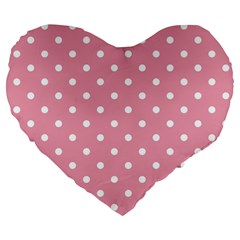 Pink Polka Dot Background Large 19  Premium Heart Shape Cushions by Modern2018