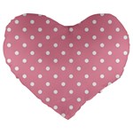 Pink Polka Dot Background Large 19  Premium Heart Shape Cushions Front